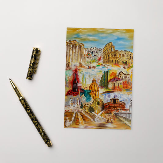 Tarjeta postal " Collage of Roma" Arte Souvenir Felicitaciones Viajes Regalo Ideal