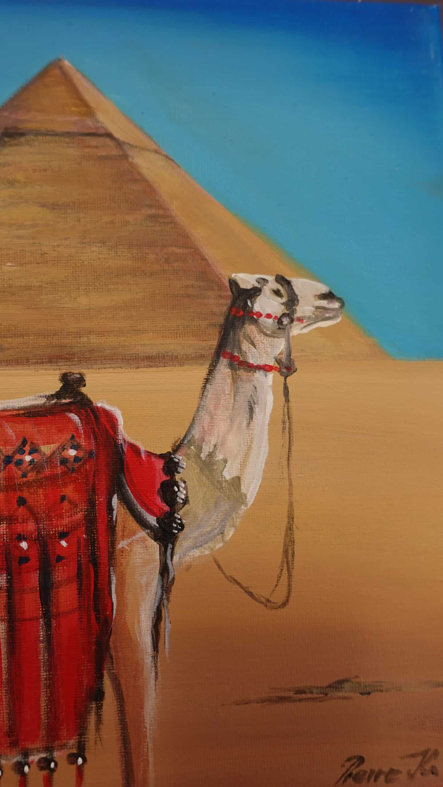 Two camels in the desert 30 x 40 cm