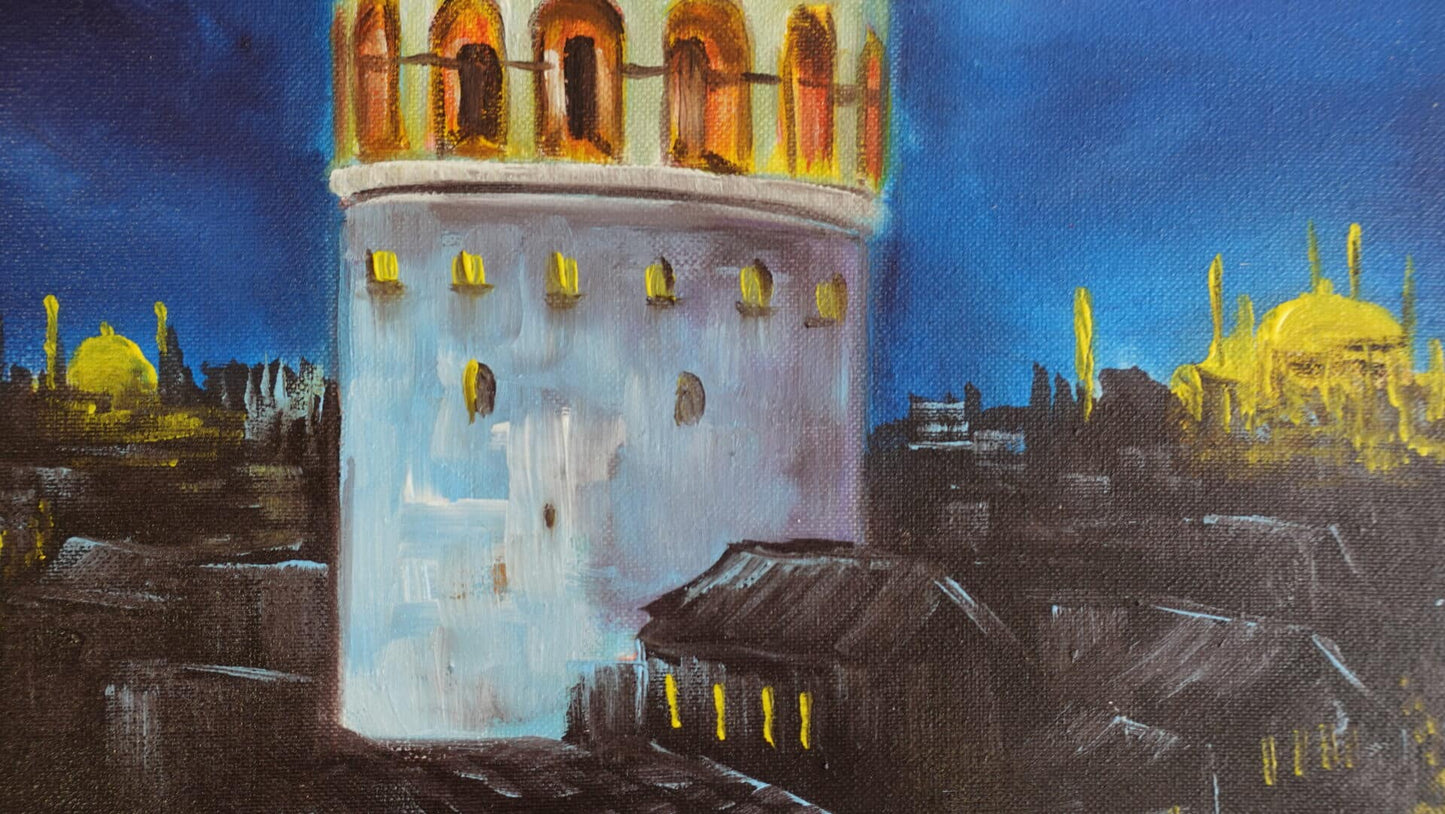 Night at the Galata Tower 30 x 40 cm