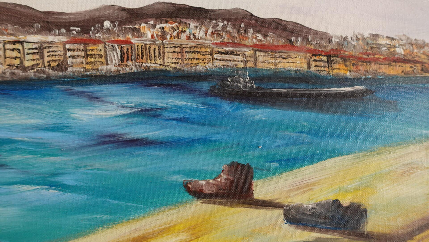 The shoes on the bank of the Danube 60 x 40 cm