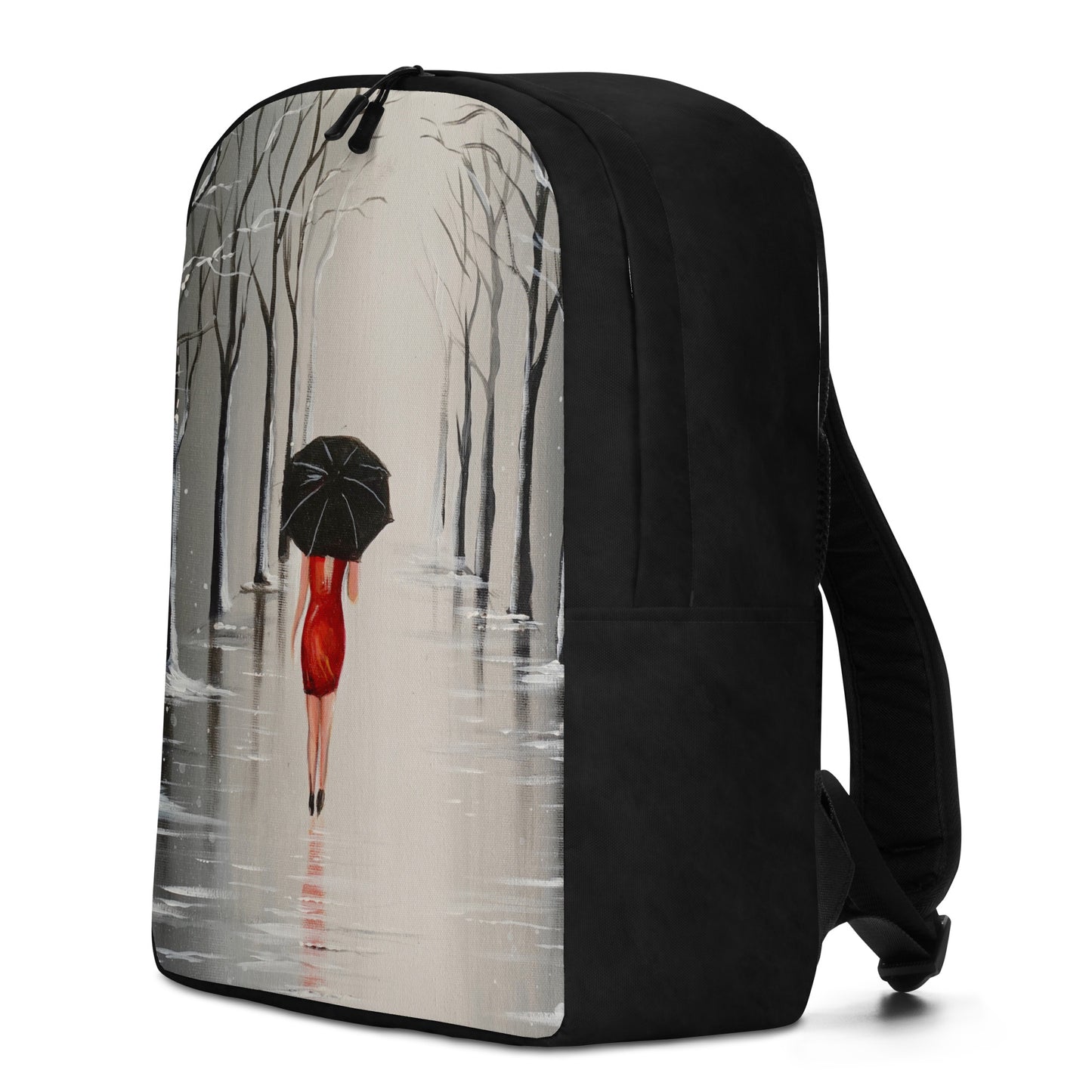 Backpack "Walking in the rain" ldeal for laptop Secret pocket Travel Art