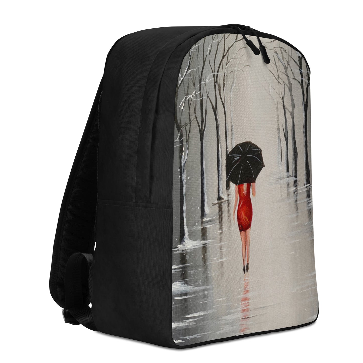 Backpack "Walking in the rain" ldeal for laptop Secret pocket Travel Art
