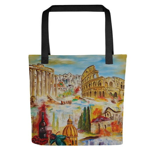 托特包“罗马拼贴”托特包单肩包艺术印花购物袋