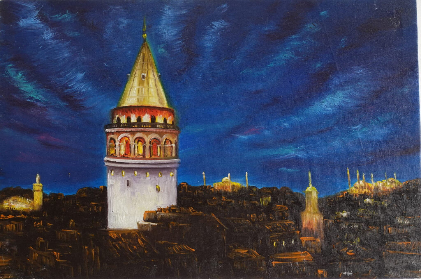 Torre de Gálata nocturna 60 x 40 cm