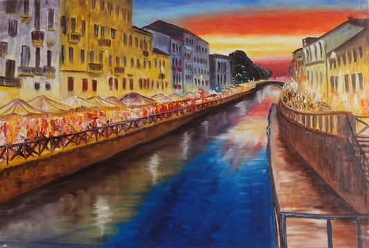 Der Navigli-Kanal 60 x 40 cm