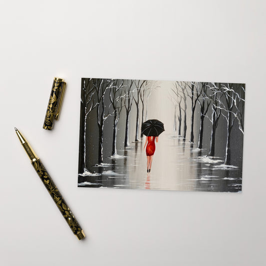 Tarjeta postal "Paseando bajo la lluvia"