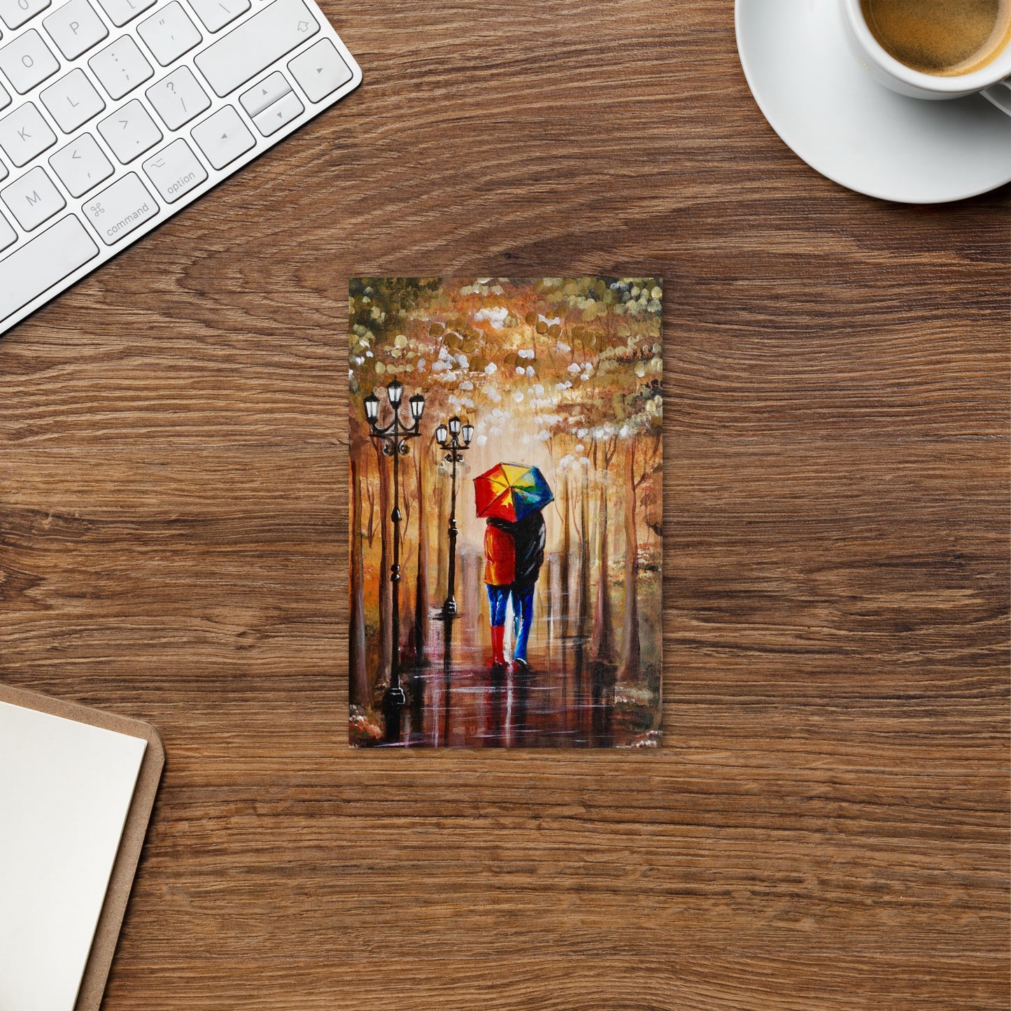 Postkarte "Paar im Regen"