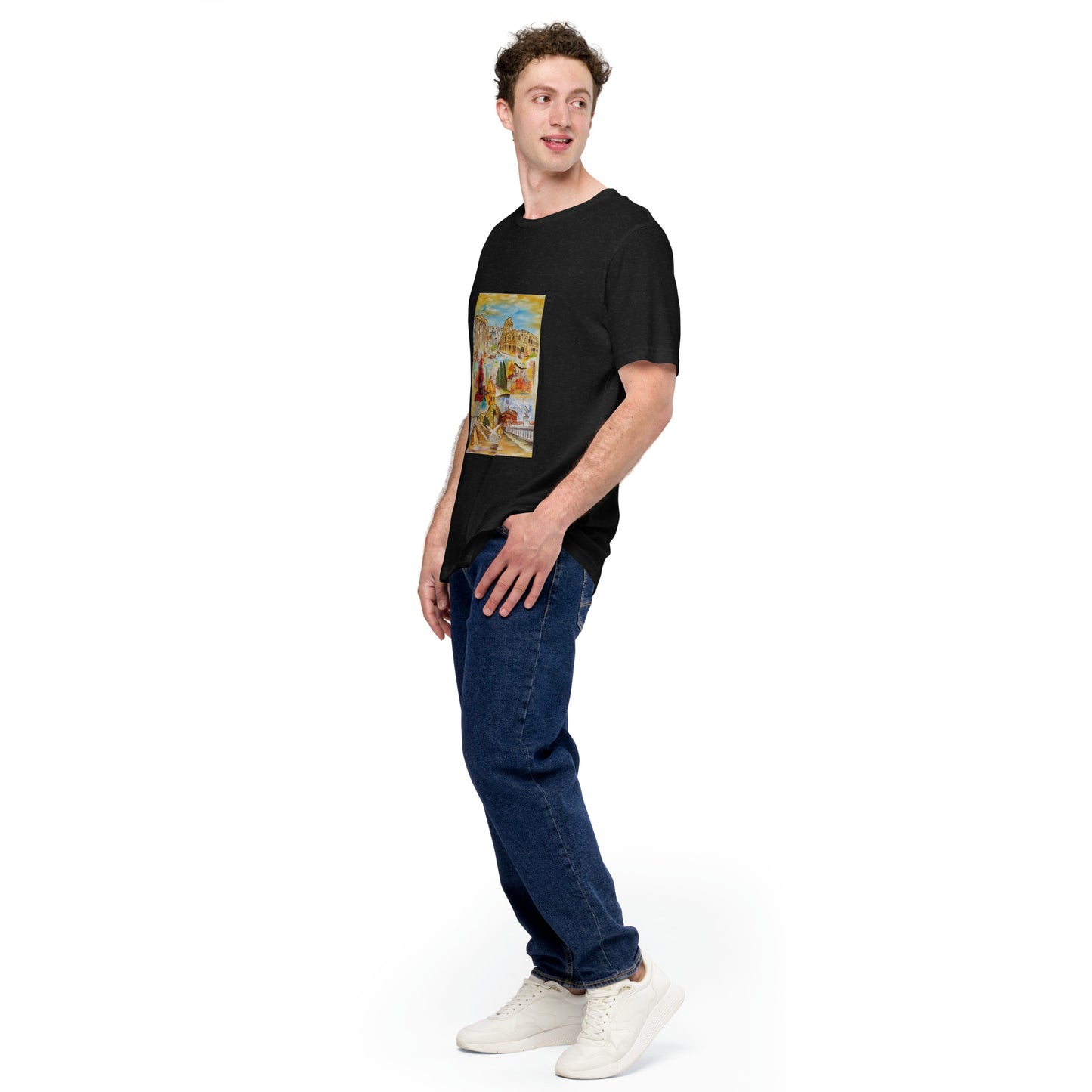 Unisex-Kurzarm-T-Shirt "Rome Collage" 100% Baumwolle Kunstdruck in verschiedenen Farben