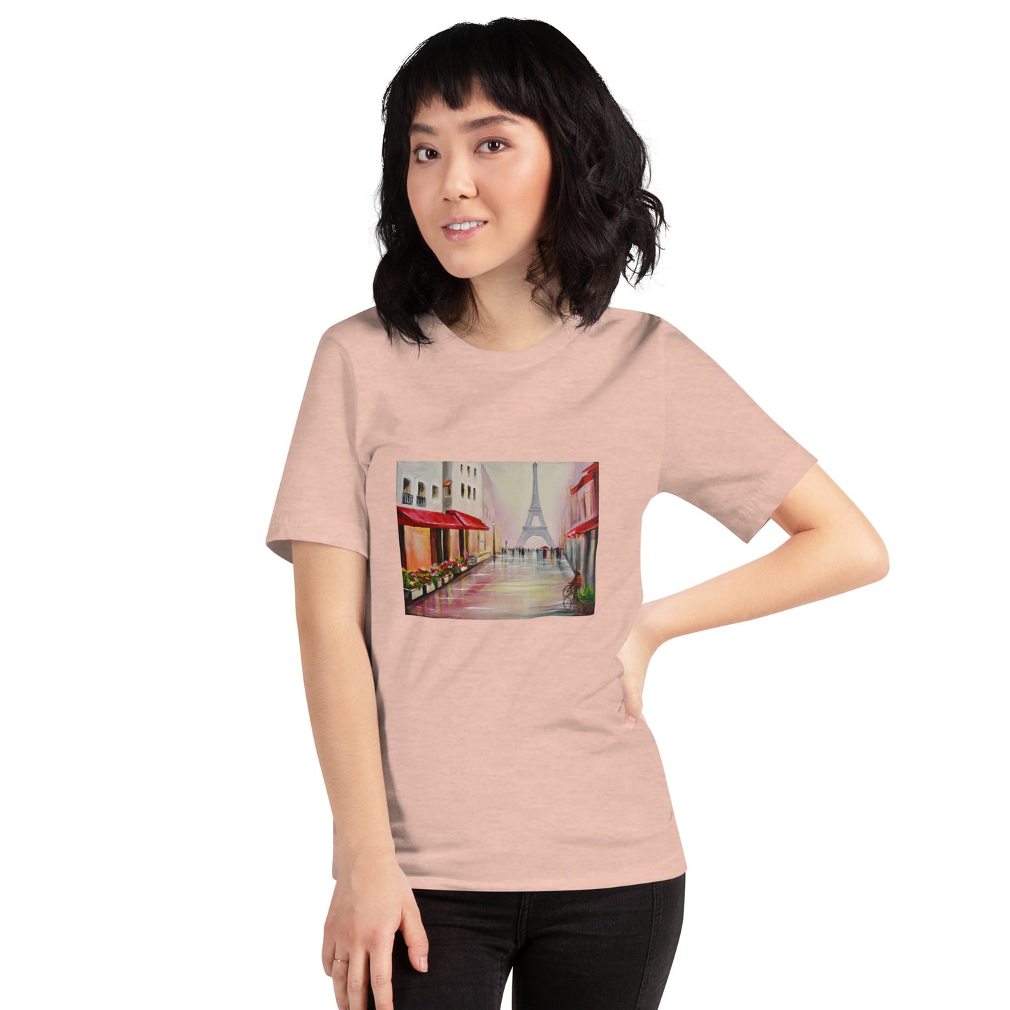 Kurzärmliges Unisex-T-Shirt "Eine Straße in Paris"
