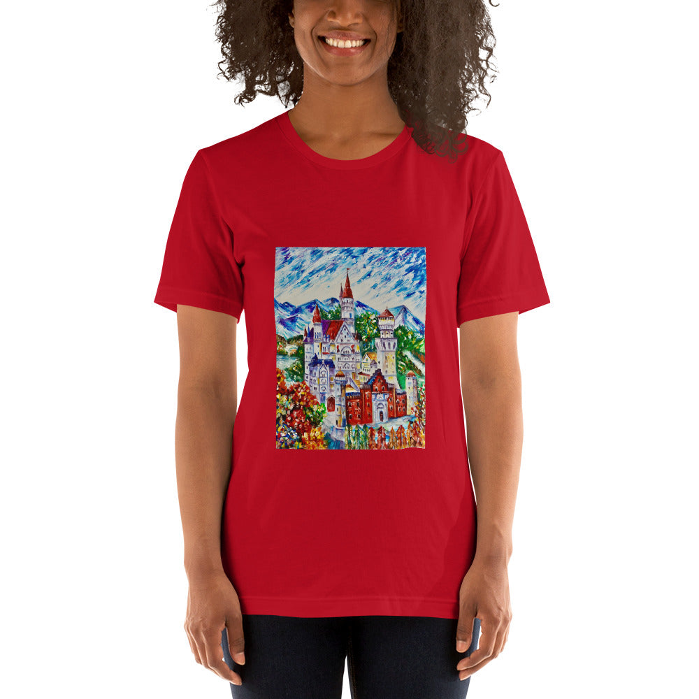 Camiseta de manga corta unisex castillo de Neuschwanstein