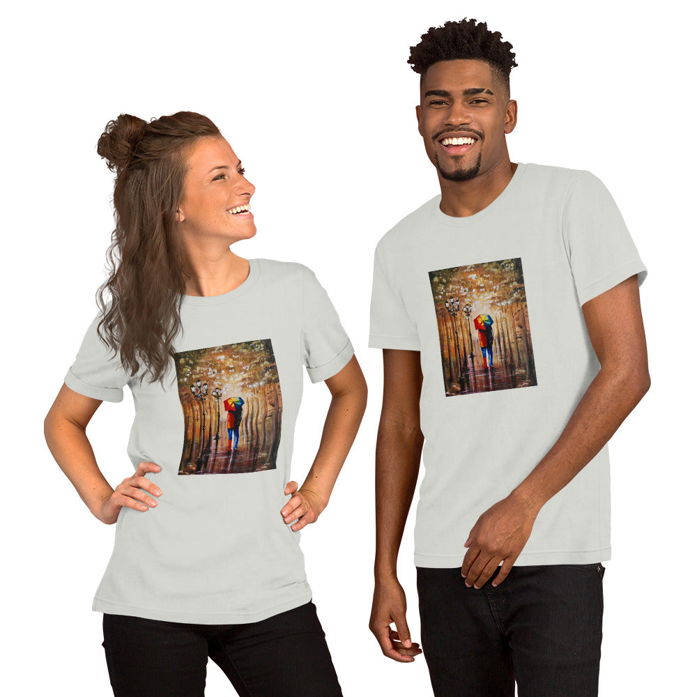 "Paar im Regen" Unisex-Kurzarm-T-Shirt
