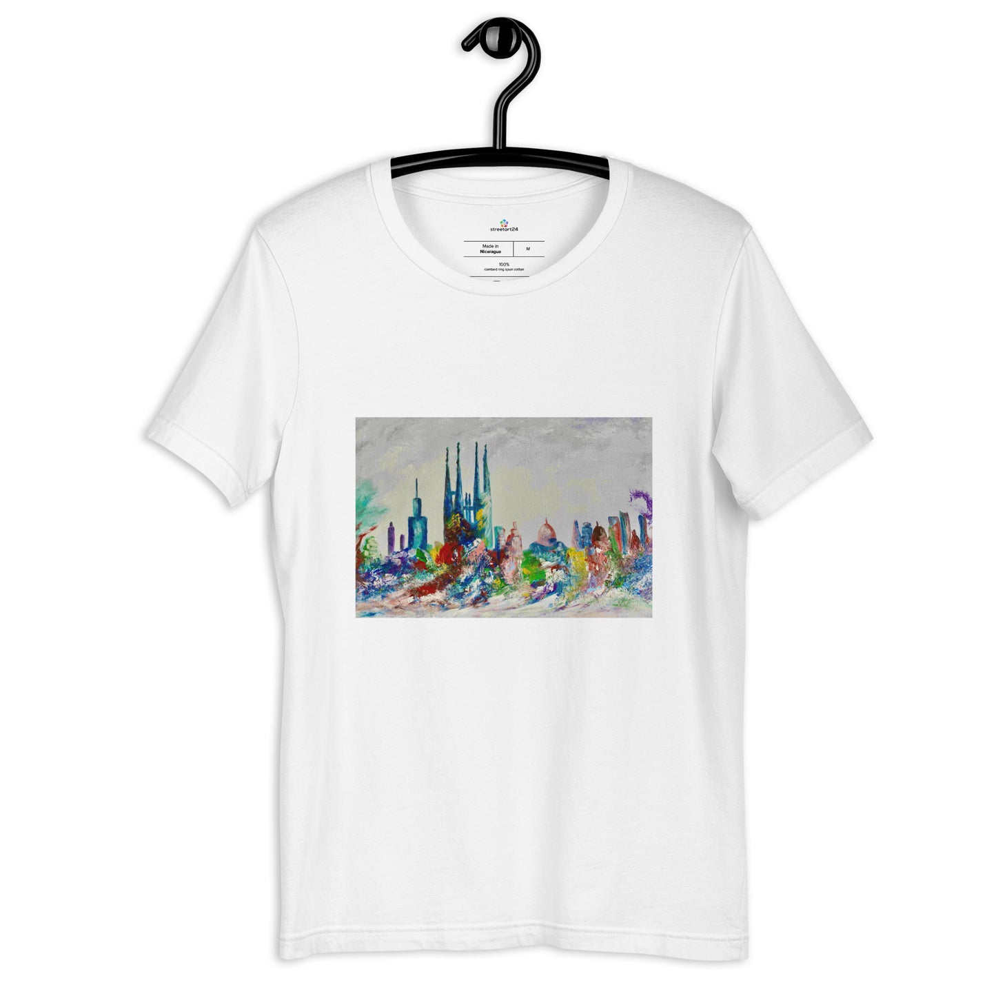 Camiseta de manga corta unisex Barcelona abstracta