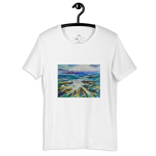 Kurzärmliges Unisex-T-Shirt mit abstraktem Ozean