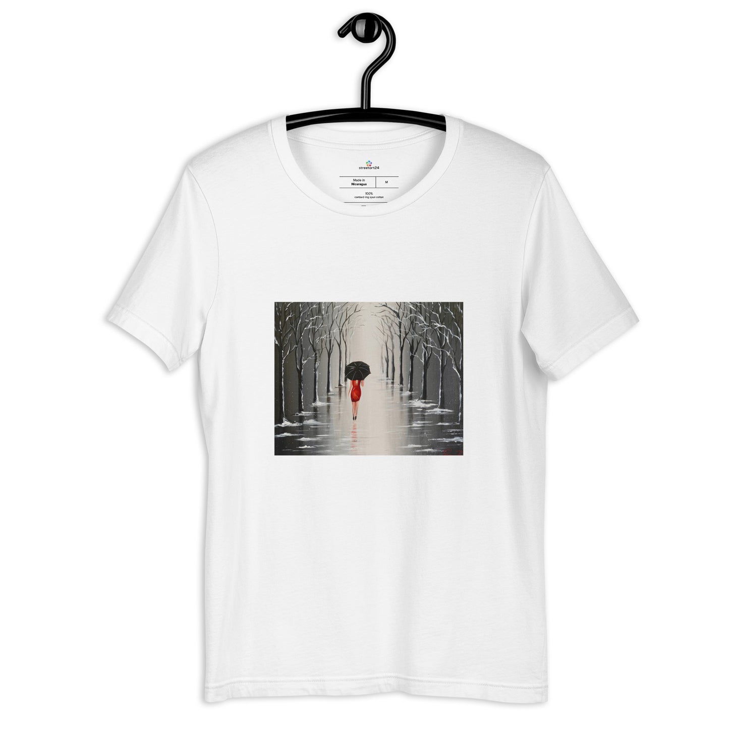 Camiseta de manga corta unisex "Paseando bajo la lluvia"