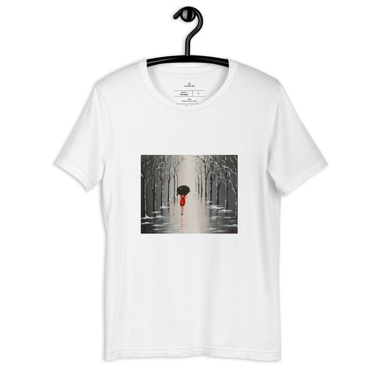 „Walking in the rain“ Unisex-Kurzarm-T-Shirt