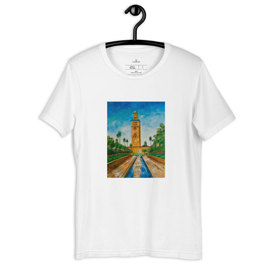 "Die Moschee von Marrakesch" Unisex-Kurzarm-T-Shirt