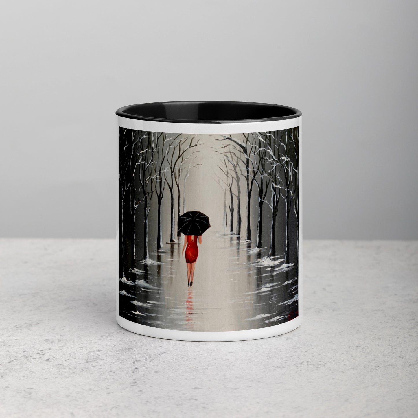 Inside color mug "Walking in the rain"