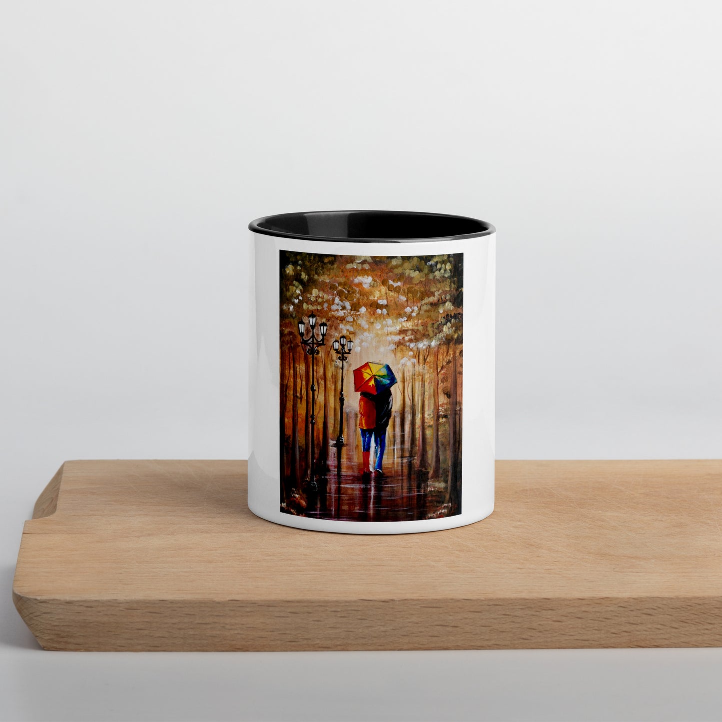 Color interior mug "Couple in the rain"