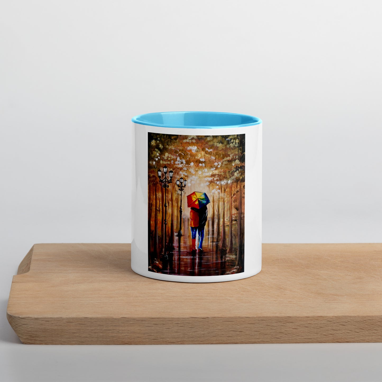 Color interior mug "Couple in the rain"